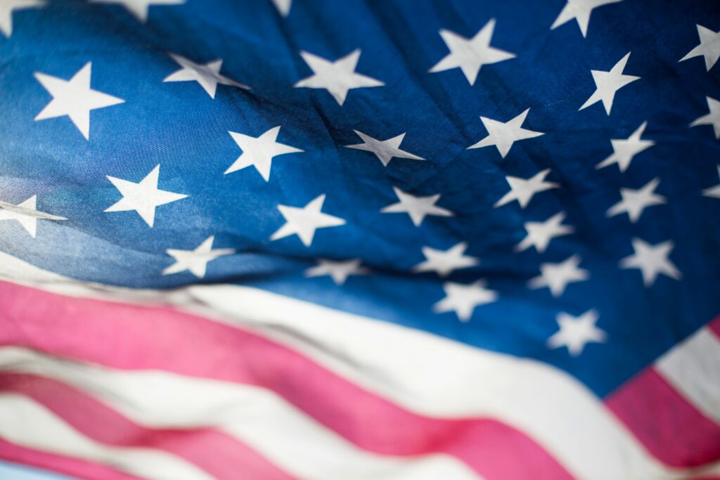 Zoomed in image of an American flag.